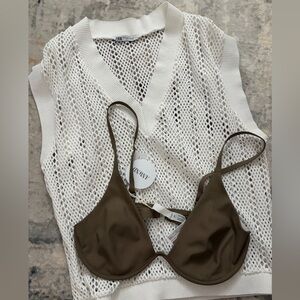 Zara White Knit Vest Beach Cover Up